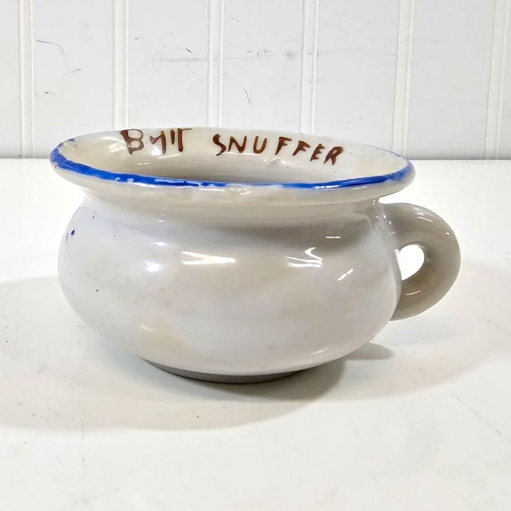 Vintage Japan "BUTT SNUFFER" Snuffer Ceramic Tobacco Ashtray w/ Handle Novelty